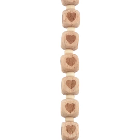 Natural Heart Wood Cube Beads, 11mm by Bead Landing&#x2122;